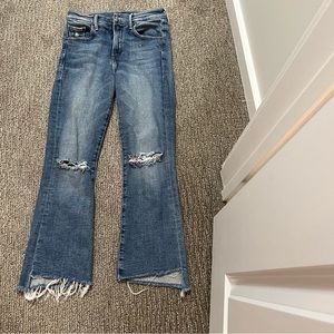 Mother denim the insider crop step fray in “reckless on a shiny white vespa”